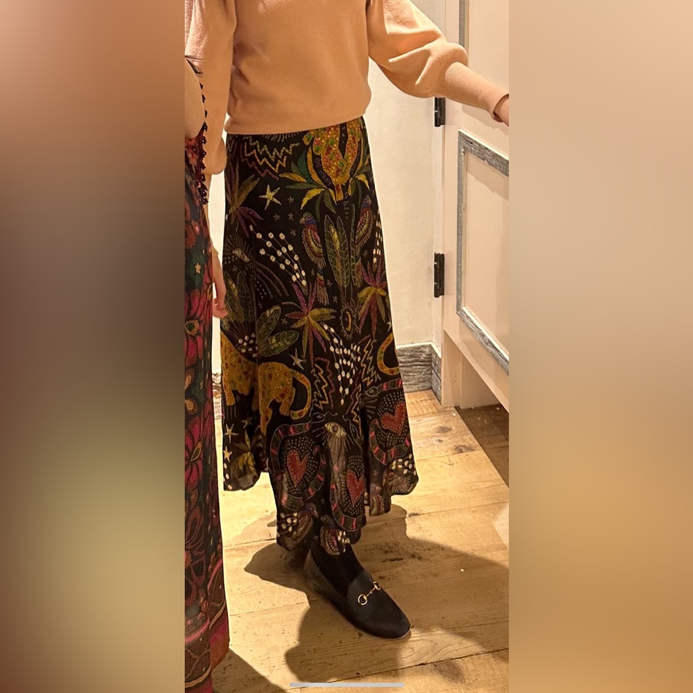 Multi print fun farm Rio midi skirt